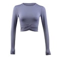 thumbnail image 1 of Camiseta de manga larga para mujer, ropa deportiva de otoño e invierno, camiseta de yoga con mangas largas cruzadas expuestas, top de secado rápido, 1 of 6