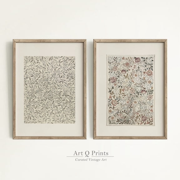 Vintage Floral Prints: Botanical Wall Art Set 2 Unframed Paper Print 8x12
