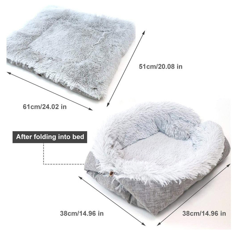 Pet Bed, Cat Bed Winter Warm Sleeping Bed Blanket Foldable Nest for Puppy Small Dog Cat (M)