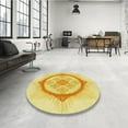 thumbnail image 3 of Ahgly Company Indoor Round Patterned School Bus Yellow Area Rugs, 4' Round, 3 of 6