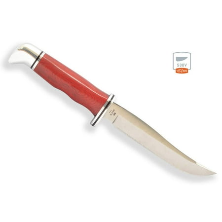 S30v Fixed Knives Buck Knives 105 Pathfinder Red Micarat BOS S30V Steel Fixed Blade Knife With Sheath 105RDSSH ()