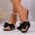 thumbnail image 4 of Roncen Women's Bow Clear Heels Slippers Dress Sandals Square Toe Stiletto Mules Slip on Wedding Prom Shoes, 4 of 9
