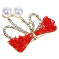 thumbnail image 4 of Minkissy Minimalist Chic Design Bow Tie Brooch With Red Rhinestone For Various Occasions 1Pcs, 4 of 8