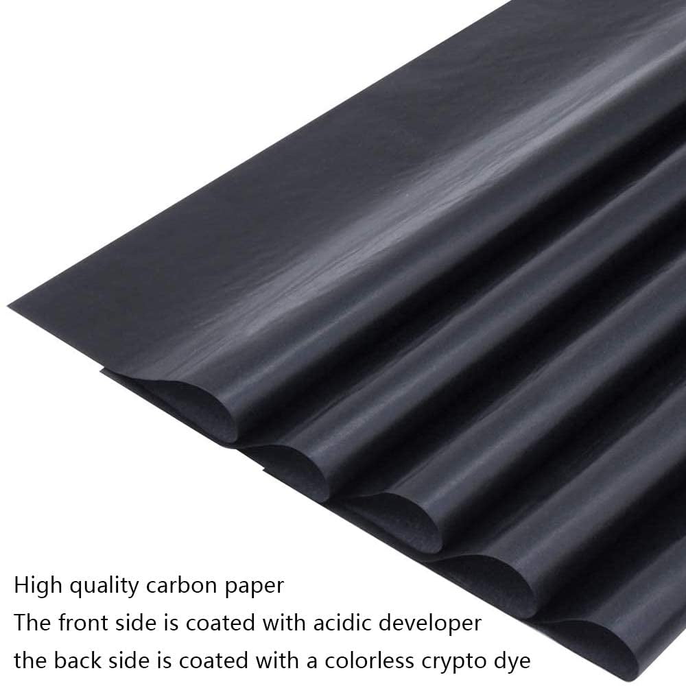Lot De 100 Feuilles Papier Carbone A4 + 5 Stylets à Embosser - Pour Transfert Sur Bois, Toile, Papier