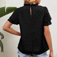thumbnail image 5 of IROINNID Summer Going Out Jacquard Tops For Women Chiffon Double-Layer Solid Color Short-Sleeved Round-Neck Top Clearance, 5 of 8