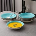 thumbnail image 4 of vancasso Soup Plates Set, Stoneware Dinnerware Sets for 4, Turquoise, Series Bella, 4 of 7