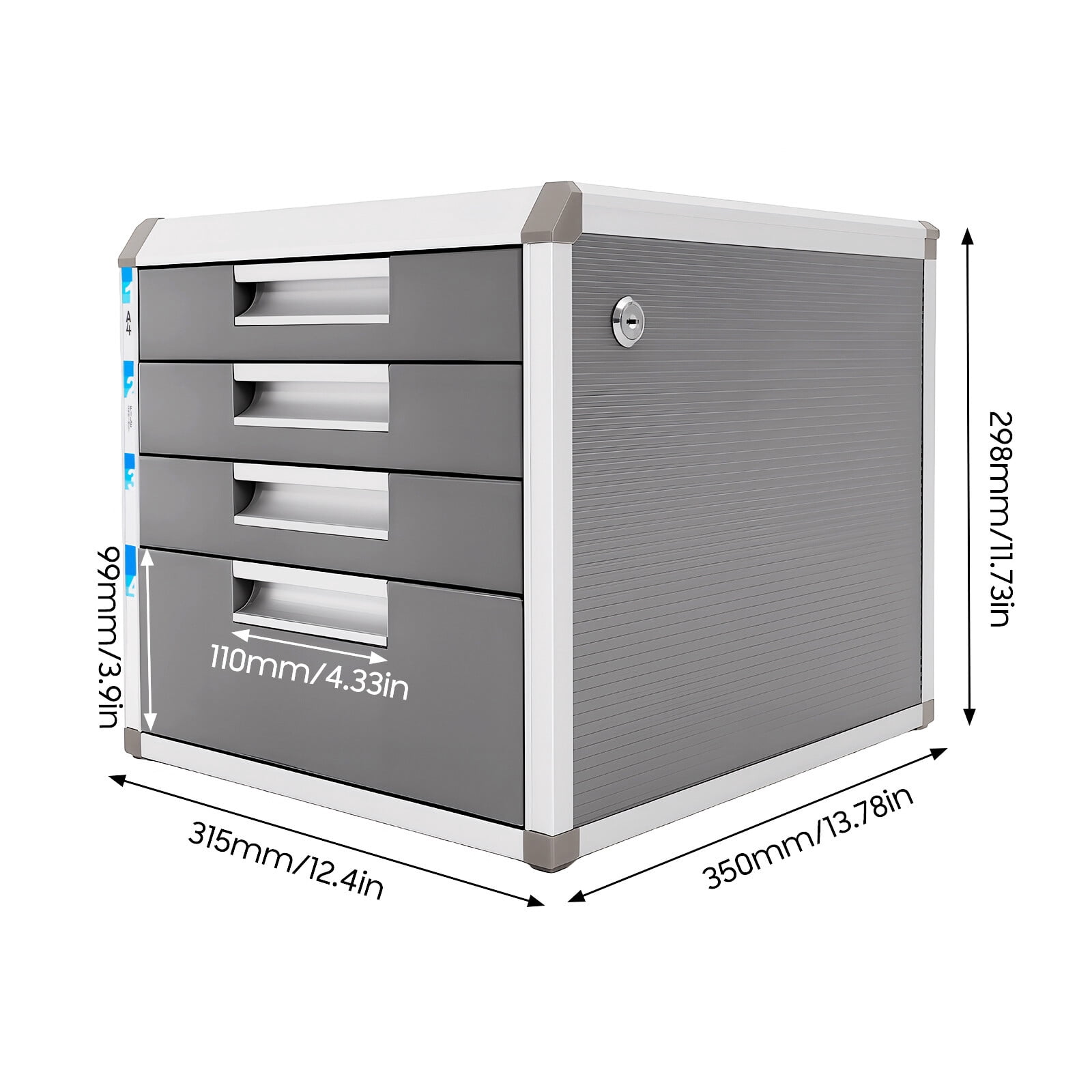 4 Drawers File Cabinet Lateral Storage Office Storage  Filing Cabinet Desktop for Office Supplies
