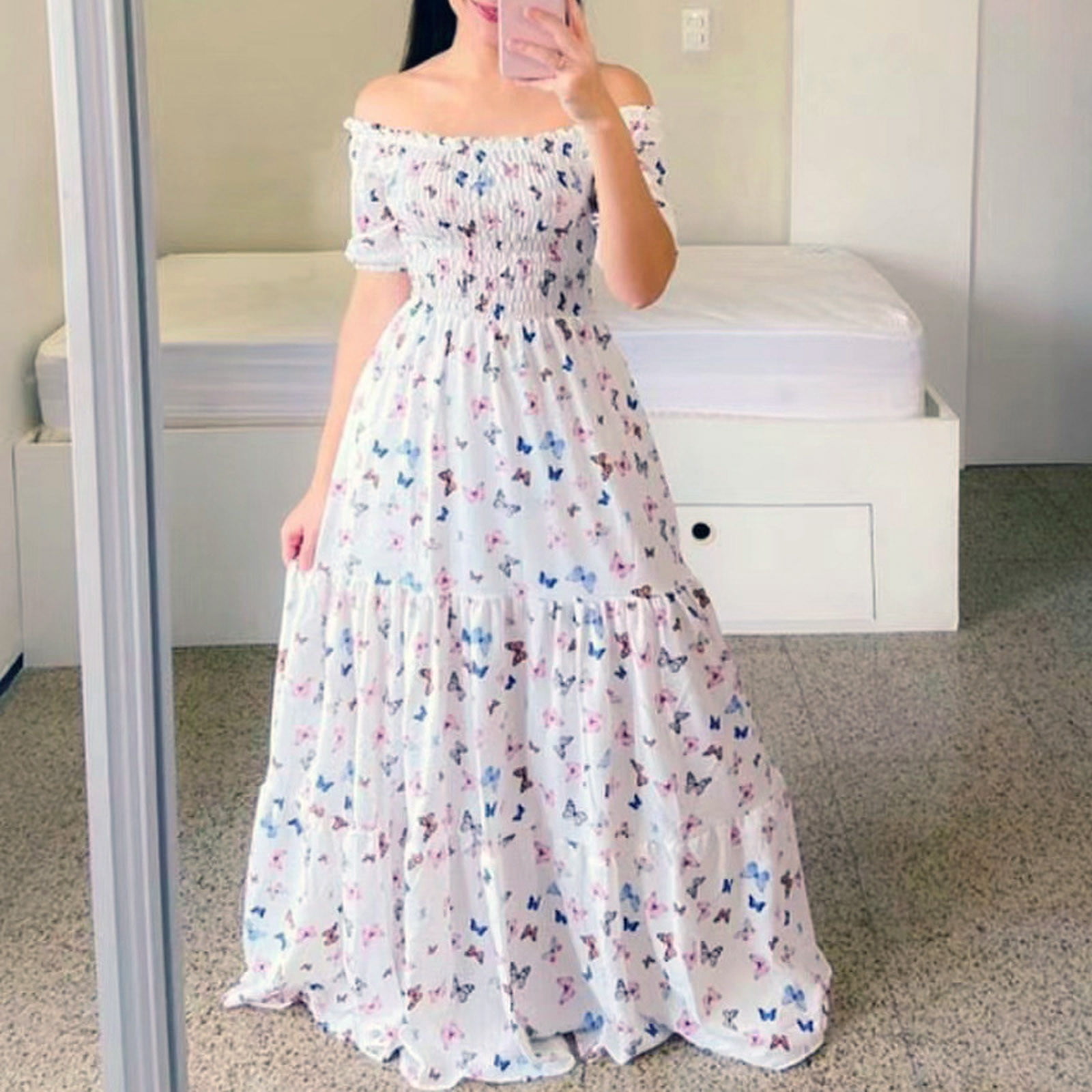 Sexy Floral Pocket Off the Shoulder Long Sleeve Two Pieces Sexy Floral Pocket Off the Shoulder Long Sleeve Two Pieces