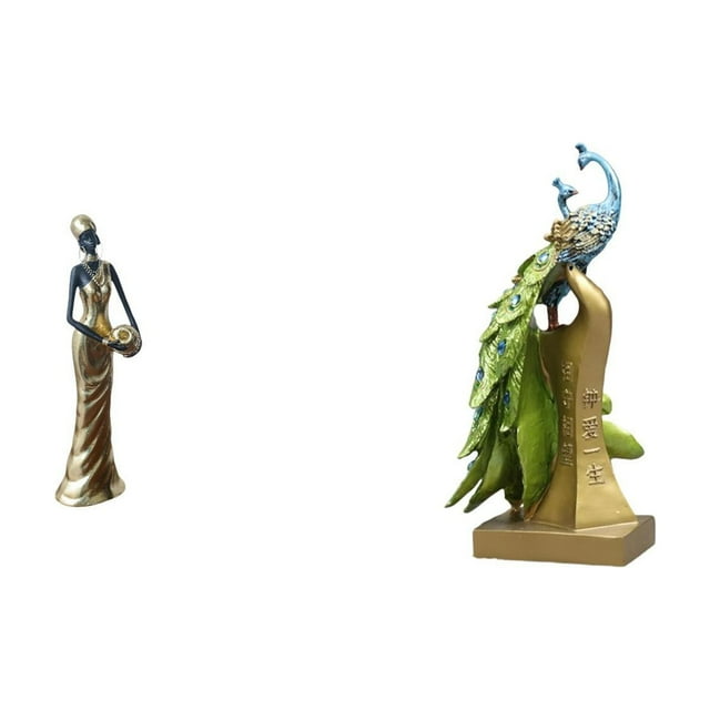 Estatua de de una dama tribal africana. Figura decorativa ligera para escritorio, mesa de entrada, centro de mesa, decoración de oficina.