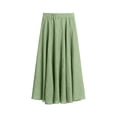 thumbnail image 7 of IVEYRTF Girls Cotton Linen Look Solid Color High Waist Elastic Waist Skirt with Pockets Ruffle Hem A-Line Kids Casual School Activities Everyday Long Skirt, 7 of 7