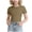 Brown, variant on Ahabrexf Girls Ribbed Short Sleeve T-Shirt, Crew Neck Fitted Stretchy Knit Solid Color Top for Tween Girls School Daily Wear