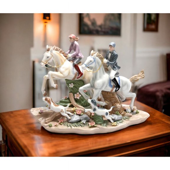 Call Of The Hunt Ceramic Horses and Dogs  13.25"x6.5"