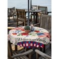 thumbnail image 2 of Outdoor Tablecloth with Umbrella Hole for Patio/Picnic/Party/Camping, 250th Anniversary Floral Waterproof Table Cloth Round Cover Washable, Red Blue Stars 4th of July Rustic (Dia 54"), 2 of 9