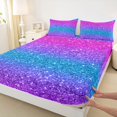 thumbnail image 5 of Homewish Glitter Stars Queen Sheets for Girls, Rainbow Galaxy Queen Sheet Sets, Blue Pink Purple, 4-Piece (1 Flat Sheet, 1 Fitted Sheet and 2 Pillowcases), 5 of 6