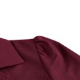 thumbnail image 5 of asdoklhq Womens Dress Ladies' Fall V-neck Long Sleeved Solid Color Lapel Cinched Waist Elegant Dress Wine S, 5 of 6