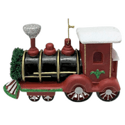 Holiday Time Retro Train Ornament. Casual Traditional Theme. Red & Black Color Train