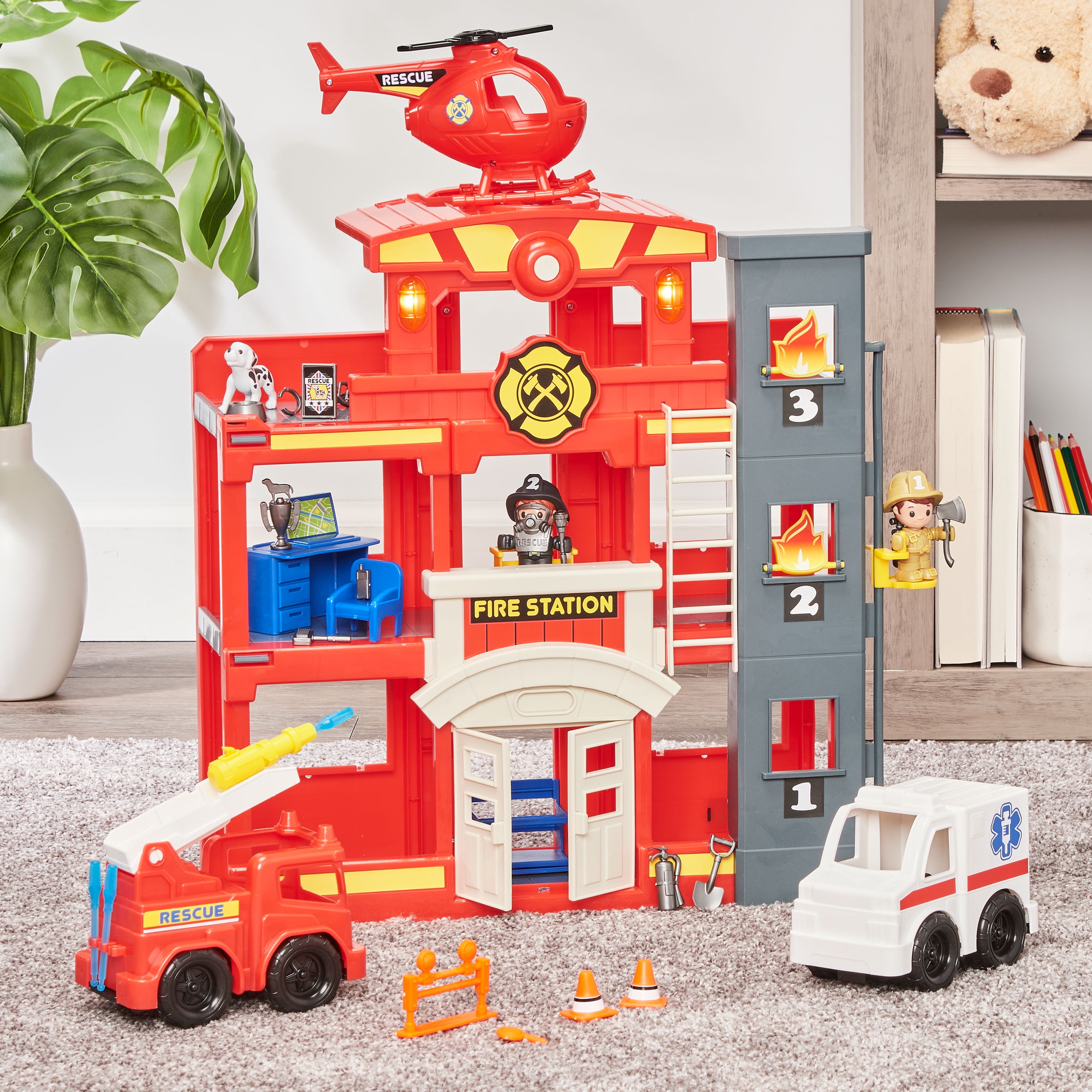 Kid Connection Fire Station Fire Vehicle Playset (31 Pieces) - Walmart.com