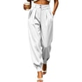 thumbnail image 2 of XuJwPNcy Women's Pants Comfort High Waisted Dressy Harem Pants Work Office Pleated Trousers with Pockets Fashion Outfits, 2 of 7
