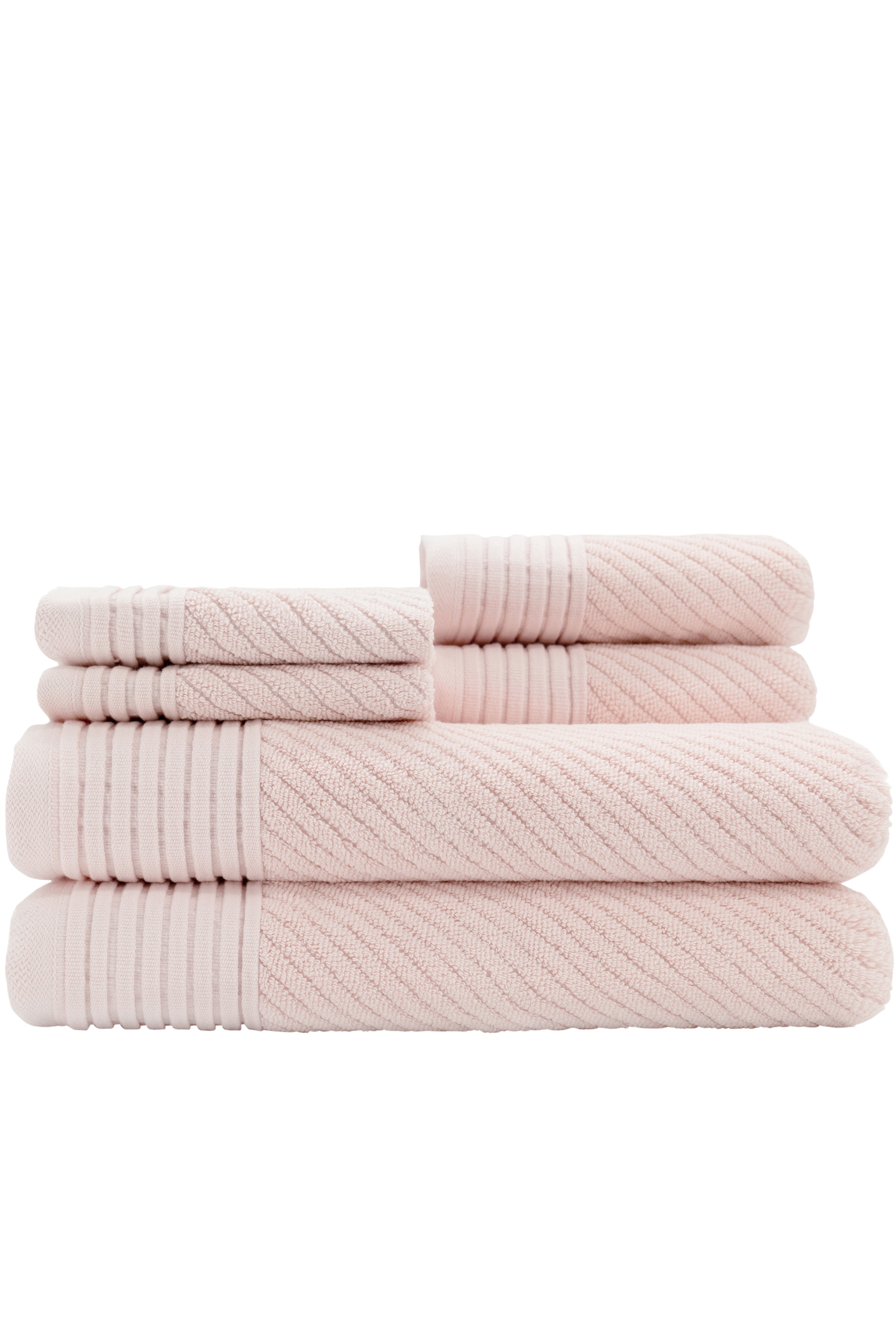Caro Home Beacon Textured Cotton 6 Piece Bath Towel Set with Pleated