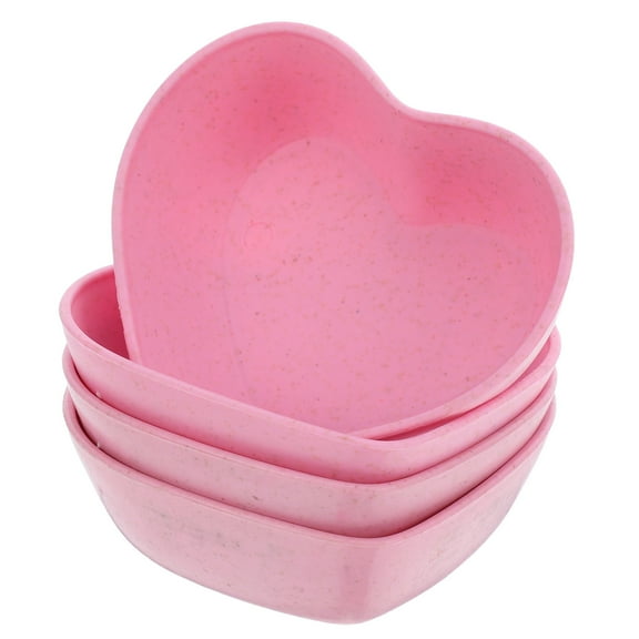 NICEXMAS Pink Heart Sauce Bowls Wheat Straw 4Pcs