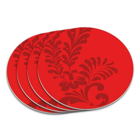 

Floral Motif Red Coaster Set