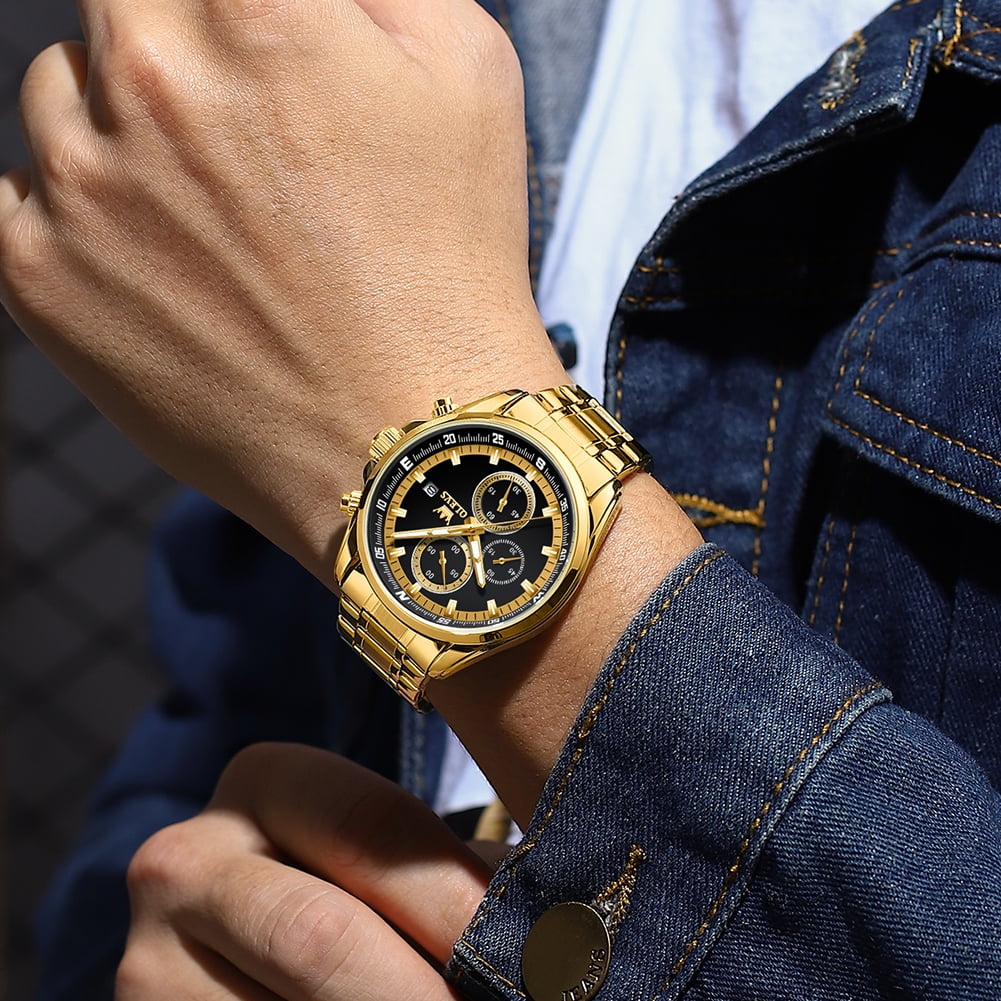 OLEVS Mens Watches,Big Dial Watches for Men Chronograph Stainless Steel Watch with Day Waterproof Analog Quartz Watches for Man Classic Business Wristwatch Luxury Luminous Reloj para Hombre