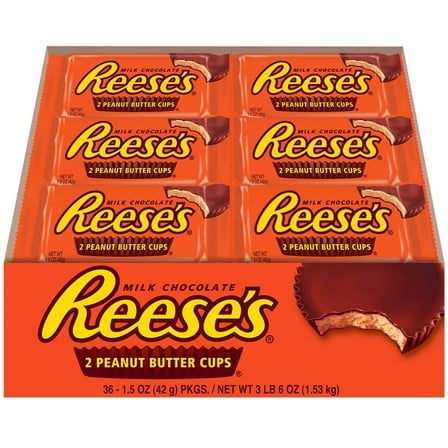 Reeses  1.5 oz Milk Chocolate Peanut Butter Cups Candy, 36 Countt