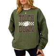 thumbnail image 2 of Touchdown Football Sweatshirt Women Leopard Print Game Day Crewneck Army Green Medium, 2 of 8