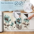 thumbnail image 5 of Blue Green Floral Cabinet Curtain 35"Wx35"L,Dustproof Under Sink Skirt with Self Adhesive Tape,Spring Summer Mallow Flowers Retro Cabinet Curtain Cover for Kitchen Sink,Bathroom Vanity,Laundry Room, 5 of 9