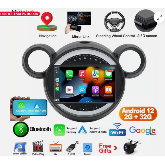 WiFi Android 13 Car Stereo for BMW Mini 2010-2016 – 1280x800 Touchscreen Car Radio Support CarPlay Android Auto GPS Bluetooth FM