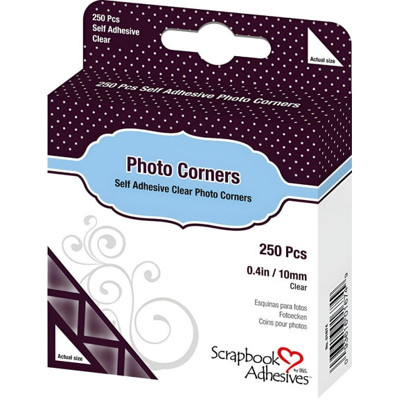 Scrapbook Adhesives Photo Corners Self-Adhesive .375" 250/Pk-Clear