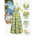 thumbnail image 2 of Multicolor Lemon Print Halter Tie Backless Maxi Dress With Smocked Waist A-Line Sundress, 2 of 7