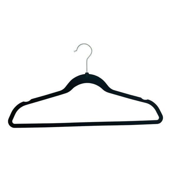 Premium Velvet Hangers - Non-Slip, Durable, Space Saving Felt Hangers for Closet w/ 360 Degree Chrome Swivel Hook - 20 Pack - Black, Non-Slip Felt Hangers 20 count