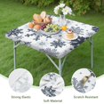 thumbnail image 4 of Blue Christmas Snowflake Pattern Square Fitted Tablecloth with Elastic Edge,Square Table Cover,Washable Elastic Table Cover for Home Kitchen Party Decor 34"x34", 4 of 6