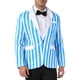 thumbnail image 1 of Blazer a rayas INSPIRE CHIC para el Día del Padre, chaqueta de traje de negocios de color contrastante de un solo botón para hombres, 2XL azul y blanco, 1 of 5