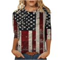 thumbnail image 2 of Fiudx Ropa de Mujer Moda Mujer Impresión Cuello Redondo Manga 3/4 Camiseta Pulóver Blusa Superior, 2 of 4