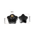 thumbnail image 2 of Uxcell M10 Female Thread 38mm Head Brass Insert Star Knobs Black 10 Pack, 2 of 5
