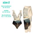 thumbnail image 4 of Traje de baño de una pieza de estilo chino antiguo dorado para mujer, traje de baño delgado de aguas termales junto al mar con falda cruzada, 4 of 6