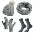 thumbnail image 3 of Landzoo Winter Women's Woolen Hat Bib Gloves And Socks 4 Piece Set Autumn Winter Warmth Set, 3 of 3