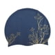 thumbnail image 1 of Gorro de natación impermeable de silicona con estampado de loto, 1 Pc, azul marino y amarillo, 1 of 5