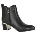 thumbnail image 3 of Forever Women Ankle Boots Medium Block Heels Side Zipper elastic Booties Almond Toe Metal Silver Accent ESTHER-06 Black 10, 3 of 3