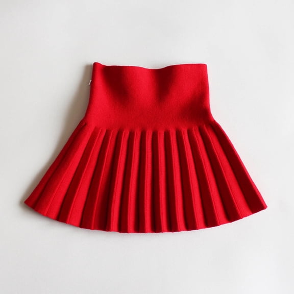 Girls High Waisted A-Line Skirt Stretchy Knitted Cute Flared Pleated Skater Uniform Skirts