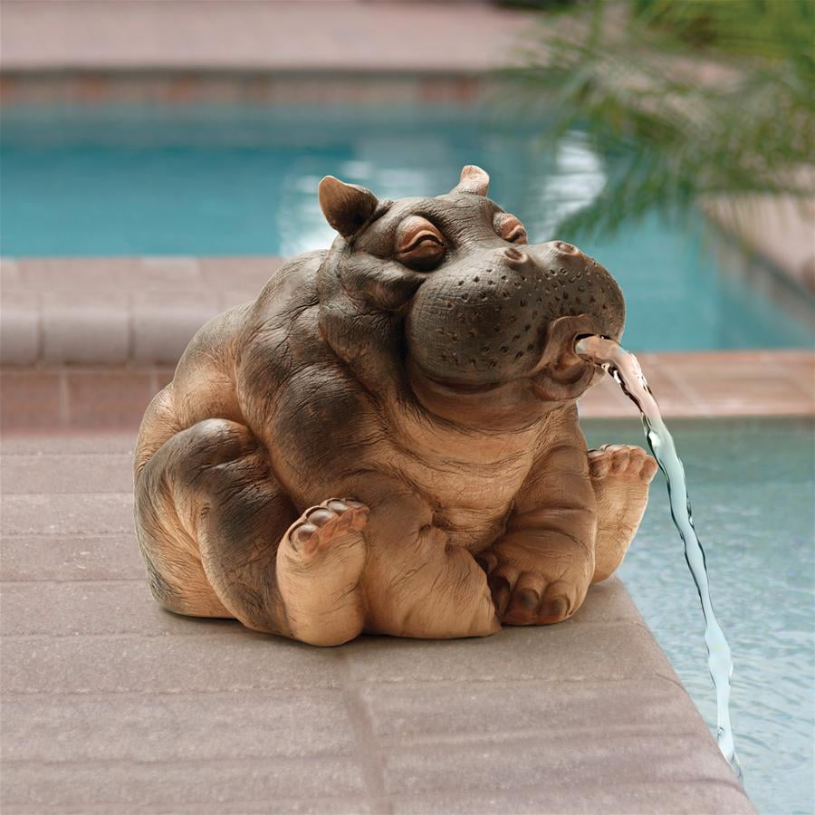 Design Toscano Hanna the Hippo African Decor Piped Pond Spitter Statue