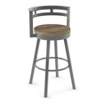 thumbnail image 1 of Amisco Vector 25.5" Distressed Wood Swivel Counter Stool in Beige/Glossy Gray, 1 of 9