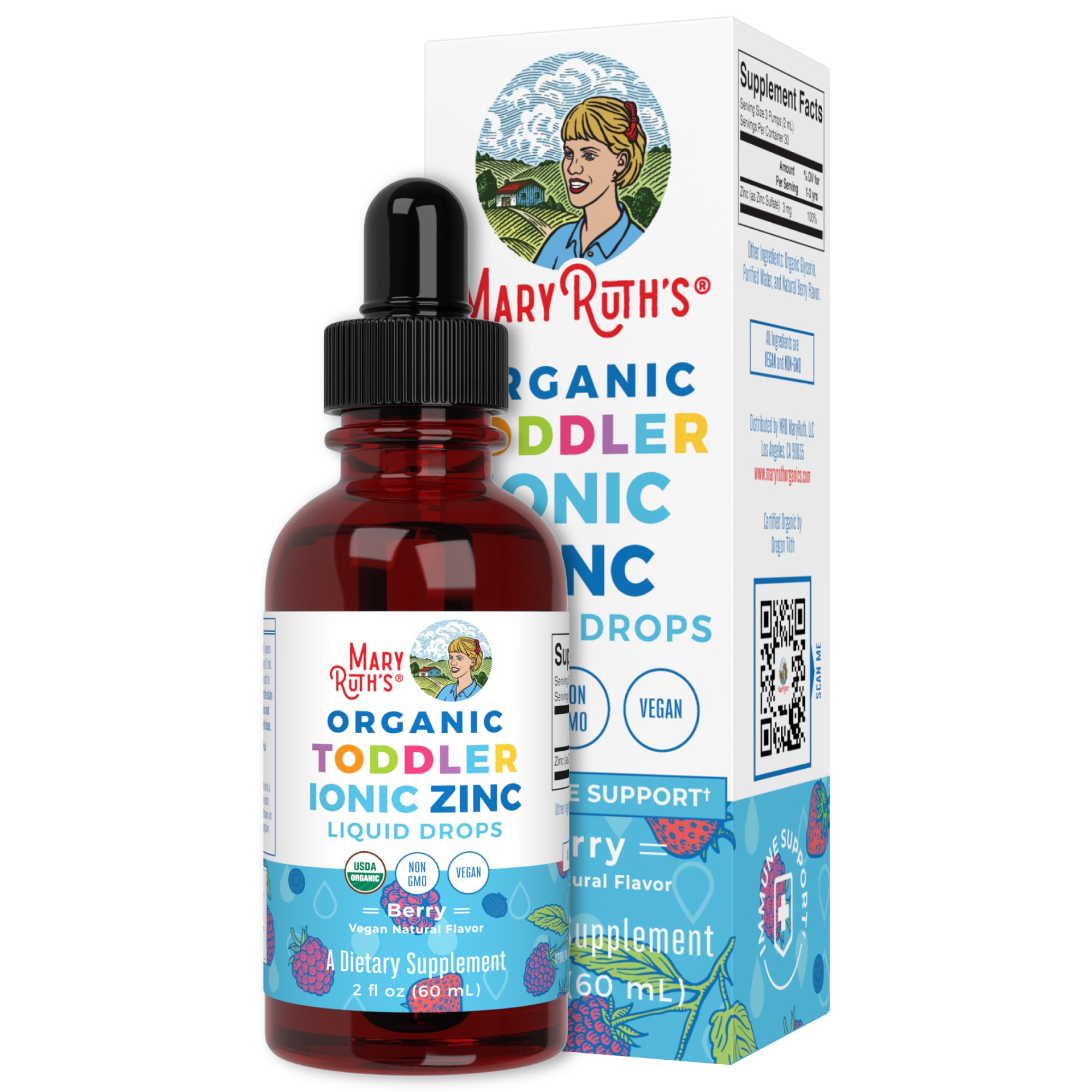 MaryRuth Organics USDA Organic Ionic Zinc Liquid Drops Zinc Sulfate