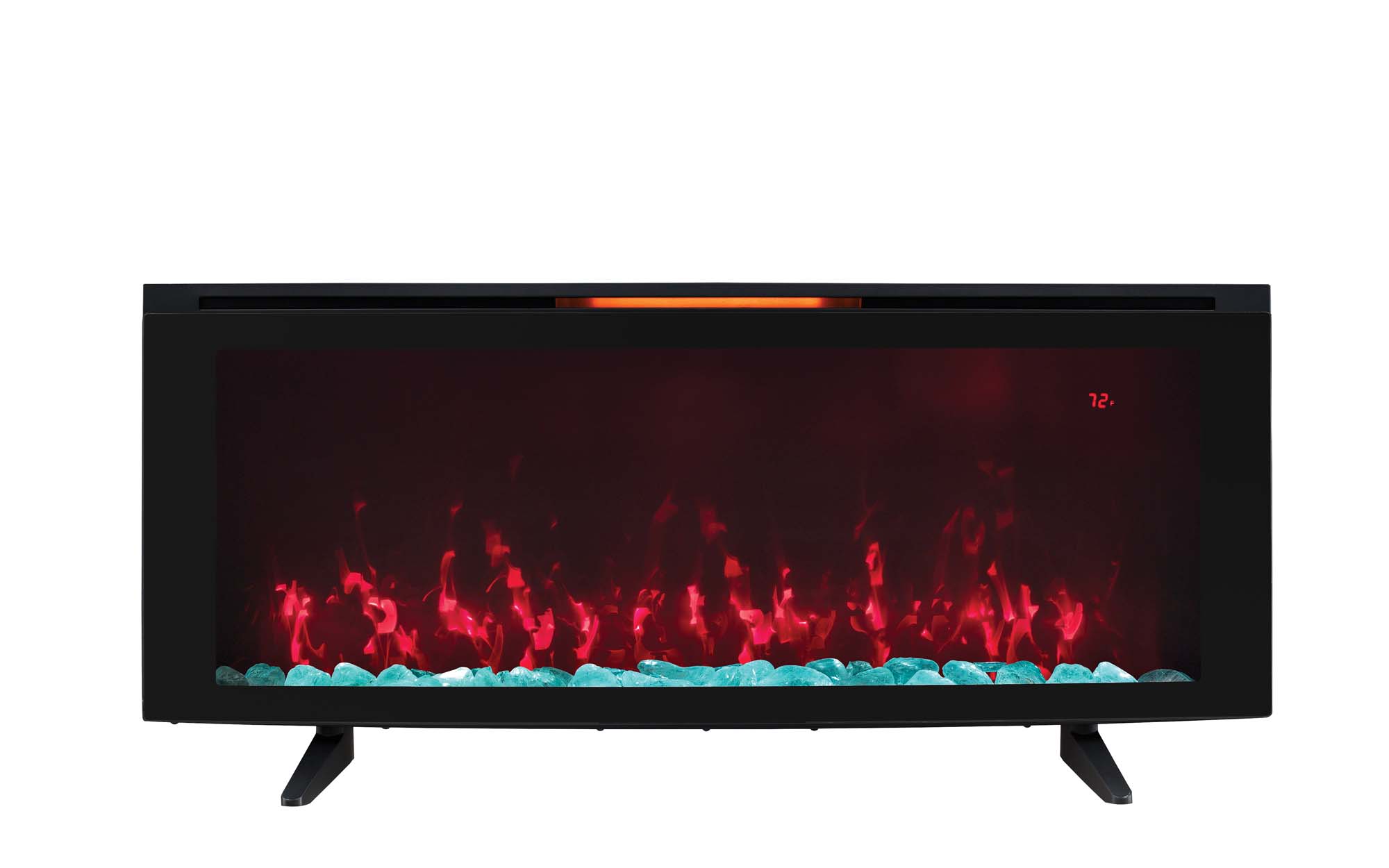 ClassicFlame 48" Wall Mounted Infrared Quartz Electric Fireplace with Display Stand, Black