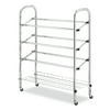 Whitmor Adjustable 4-Tier Rolling Shoe Rack - Chrome - 9.375" x 24.75" x 31.13"