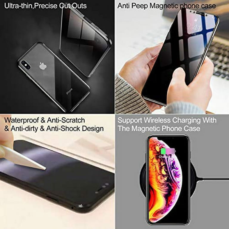 Anti-peep Magnetic Case for iPhone XR,Anti Peeping Magnetic Adsorption  Double-Sided Privacy Screen Protector Clear Back Metal Bumper Antipeep  Anti-Spy