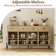 thumbnail image 6 of Buffet Cabinet with Storage, 62" Large Sideboard, Wooden Cabinet With 3 Drawers and 4 Fluted Glass Doors, Coffee Bar Table for Kitchen (Burlywood), 6 of 9