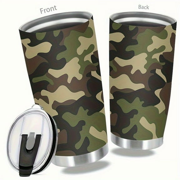 JIT 20 oz Camouflage Printed Water Tumbler with Lid and Straw, Insulated Travel Coffee Cup, Valentine's Day Gift for Him